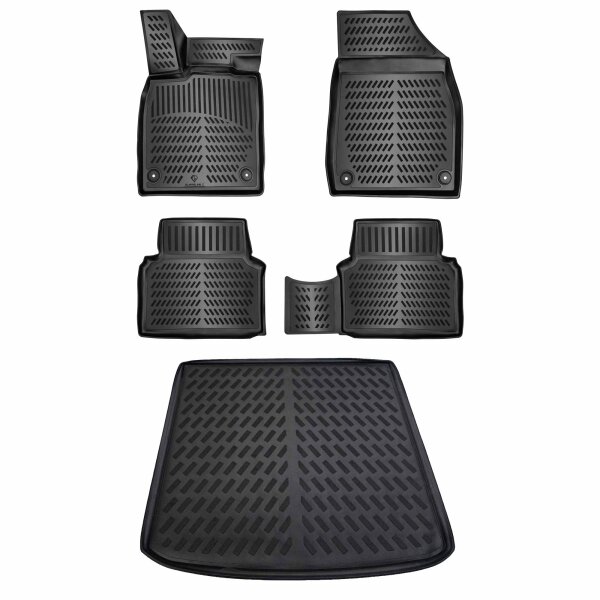 ELMASLINE 3D Gummimatten & Kofferraumwanne Set für VW ID4 ab 2021 (Ladeboden oben) ID.4