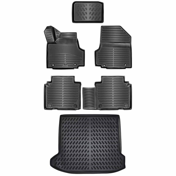 ELMASLINE 3D Gummimatten & Kofferraumwanne & Frunkmatte Set für KIA E-NIRO ab 2022 (unterer Ladeboden)