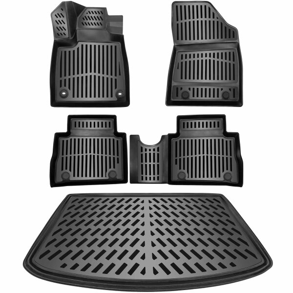ELMASLINE 3D Gummimatten & Kofferraumwanne SET für ORA FUNKY CAT ab 2023 - Ohne Katzenmotiv | Fußmatten Kofferraummatte Zubehör