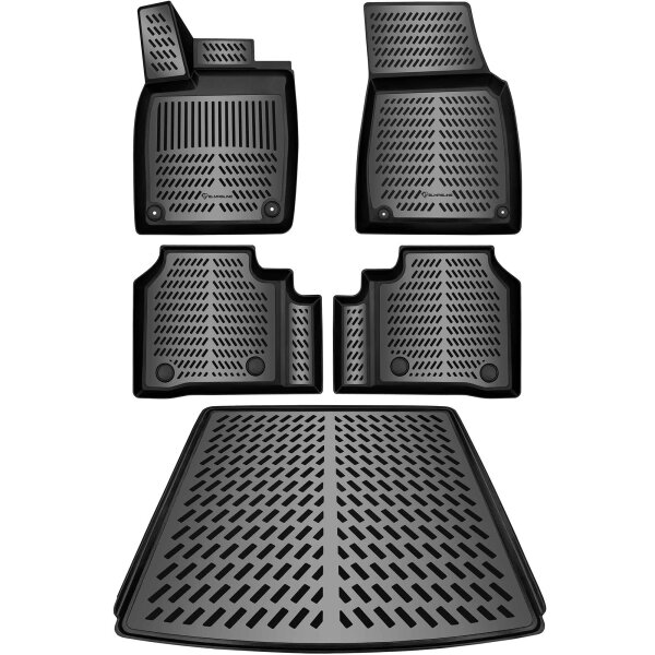 ELMASLINE 3D Gummimatten & Kofferraumwanne SET für VW ID.7 Tourer / Kombi (ID7) (oberer Ladeboden) 2023-2026