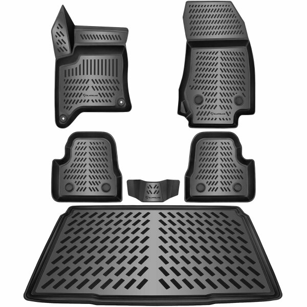 ELMASLINE 3D Gummimatten & Kofferraumwanne SET für PEUGEOT 2008 II Hybrid (2. Gen) 2019-2025 (oberer Ladeboden) | Fußmatten Kofferraummatte Zubehör