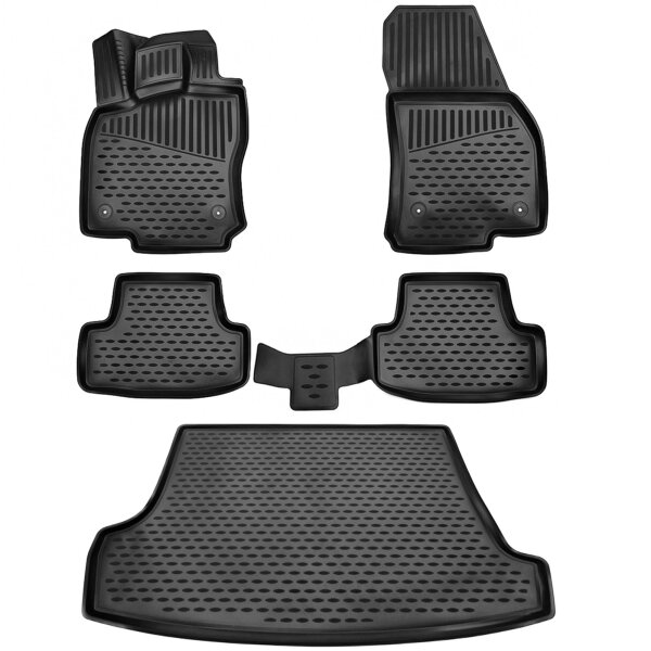 ELMASLINE 3D Gummimatten & Kofferraumwanne Set für VW T-Roc 2025-2026 [2. Gen] | oberer Ladeboden | Hoher Rand | Fußmatten Kofferraummatte Zubehör