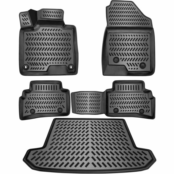 ELMASLINE 3D Gummimatten & Kofferraumwanne Set für KIA SPORTAGE 2022-2026 [NQ5] | Hoher Rand | Fußmatten Kofferraummatte Zubehör