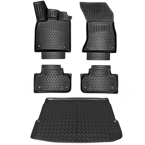 ELMASLINE 3D Gummimatten & Kofferraumwanne Set für Audi Q5 2017-2025 [FY] | Hoher Rand | Fußmatten Kofferraummatte Zubehör