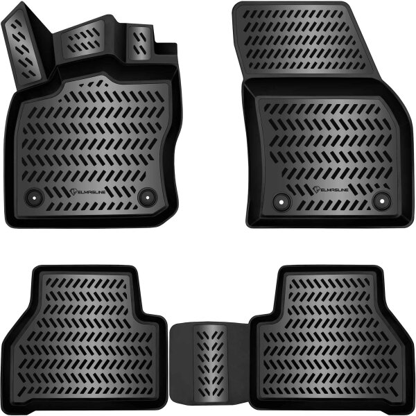 ELMASLINE 3D Gummimatten für Ford Tourneo Connect 2022-2027 [3. Gen] | 5-Sitzer | Extra hoher Rand | Zubehör Fußmatten