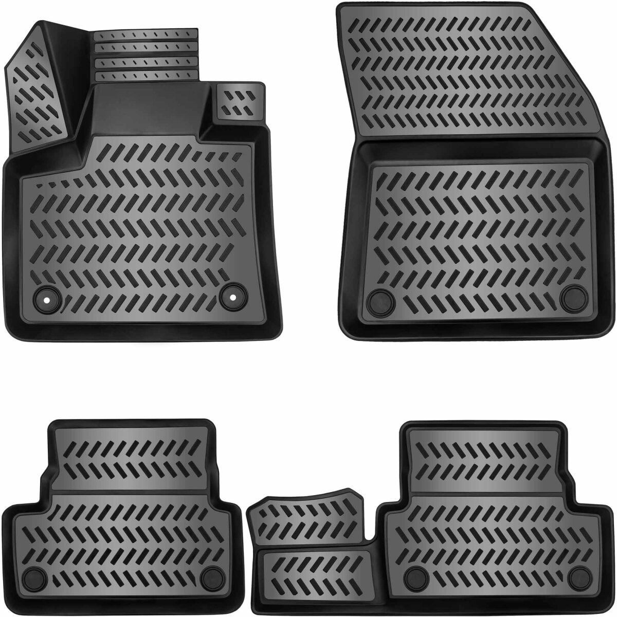 OMAC Gummimatten-Set Für Citroën C-Crosser (2007-2012) – 4-teilig, Schwarz, TPE, Wasserfest