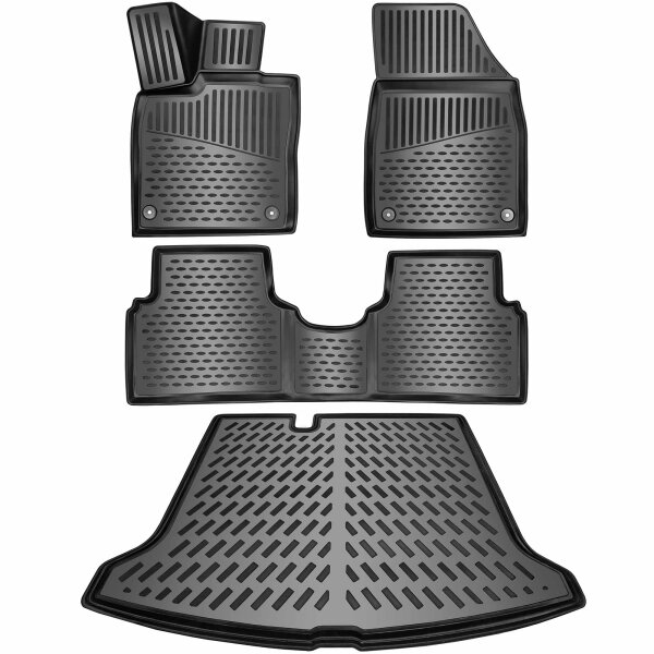 ELMASLINE 3D Gummimatten & Kofferraumwanne Set für VW ID.3 2020 Standard Ladeboden (Passt nicht in Variablen Ladeboden)