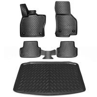 ELMASLINE 3D Gummimatten & Kofferraumwanne Set für SEAT LEON 5F ST 2013-2019 Kombi (unterer Ladeboden) Sports Tourer | Fußmatten