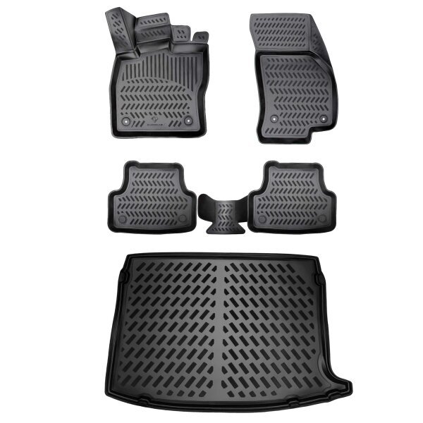 ELMASLINE 3D Gummimatten & Kofferraumwanne Set für MERCEDES GLC (X253) ab 2015 (SUV) | Passt nicht in Plug in Hybrid!! Fußmatten