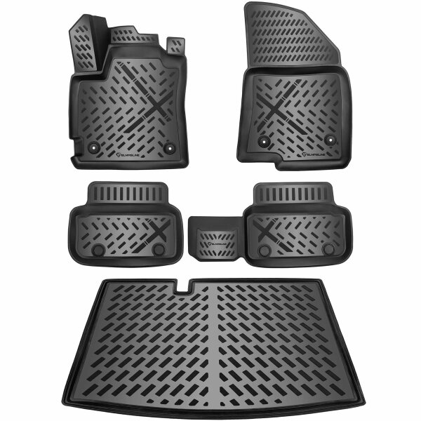 ELMASLINE 3D Gummimatten & Kofferraumwanne Set für DACIA SANDERO 3 (III) ab 2021 (PASST Nicht IN VARIABLEN LADEBODEN)